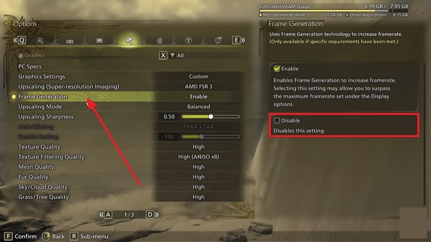 disable frame generation